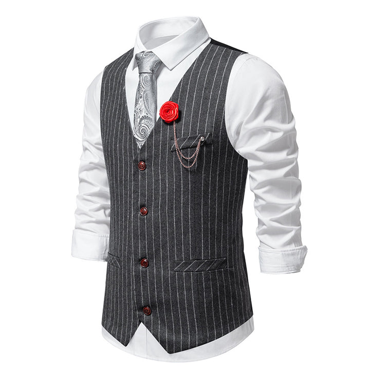 Herren elegante Weste mit schmalem Hahnentrittmuster und asymmetrischen Akzenten Drune
