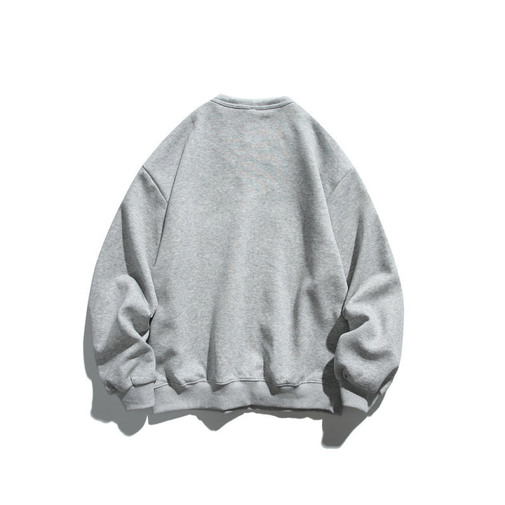 Unisex Oversize-Sweatshirt mit Notch-Kragen, Lagen-Effekt und Script-Print Drune