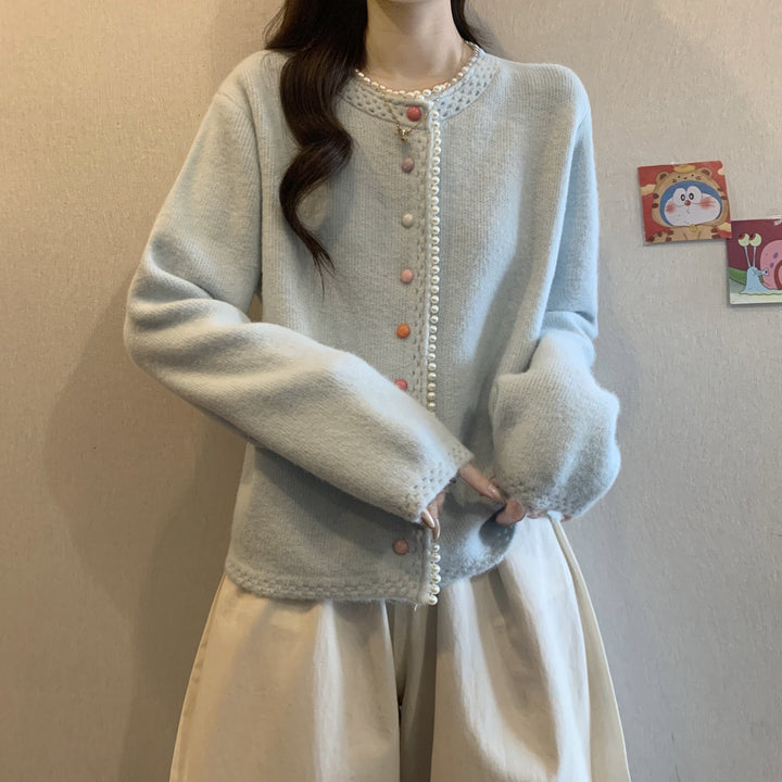 Damen Verspielte Strickjacke mit bunten Knöpfen Drune