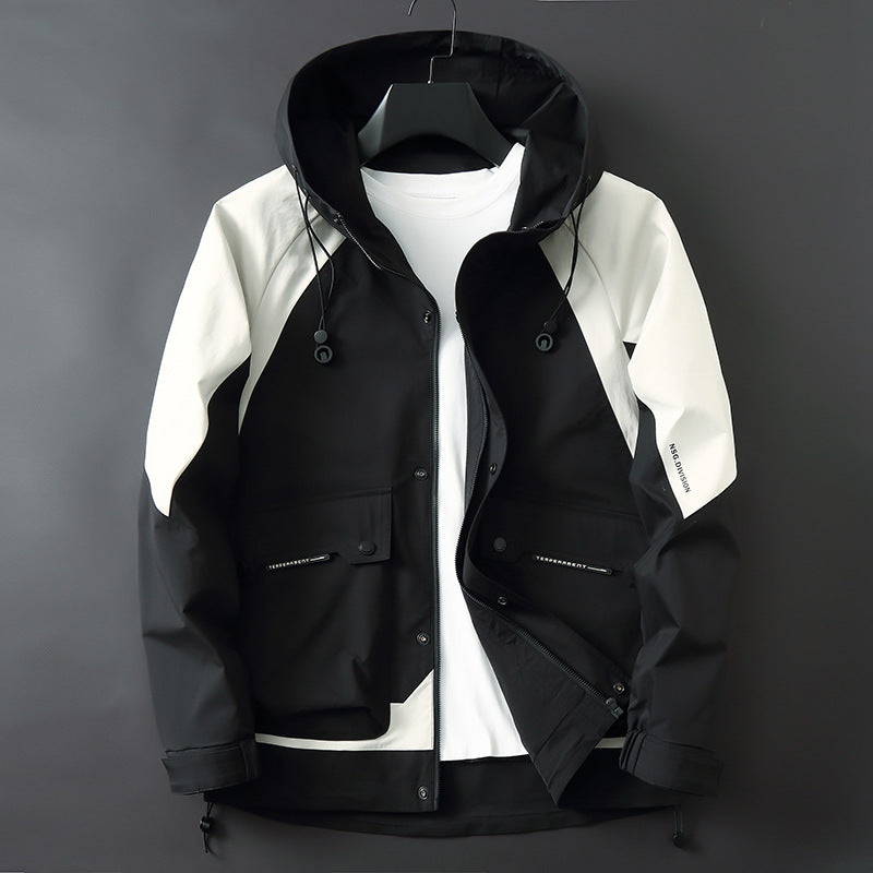 Herren Technische Parka-Jacke im Utility-Stil mit Kapuze, wind- und wasserabweisender Shell Drune