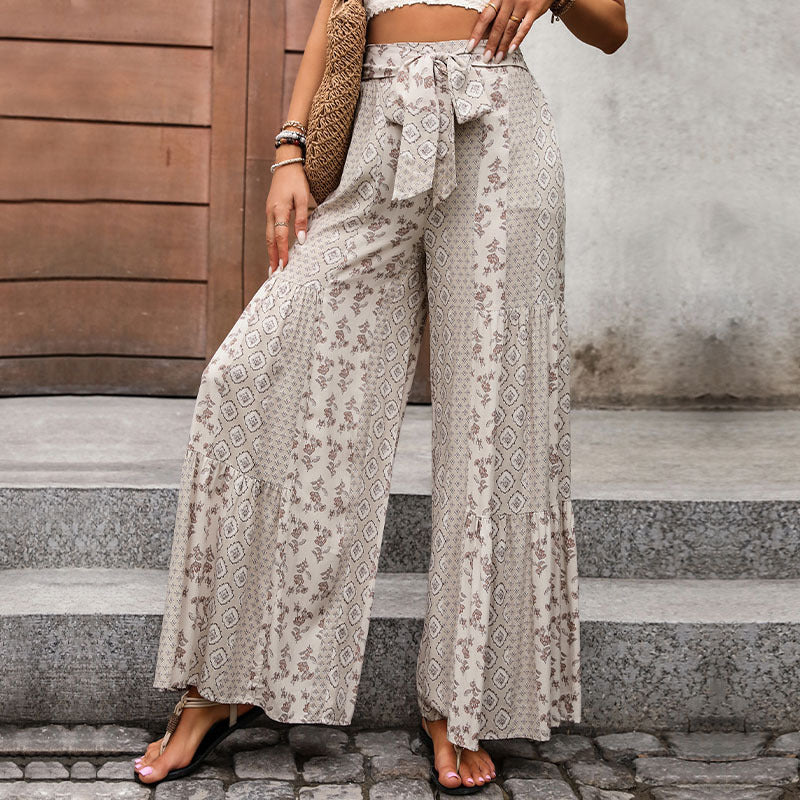 Damen Weit geschnittene Palazzo-Hose mit floralem Muster Drune