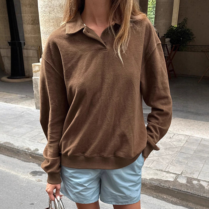 Damen Lässiger Pullover mit Stehkragen und weitem Schnitt Drune