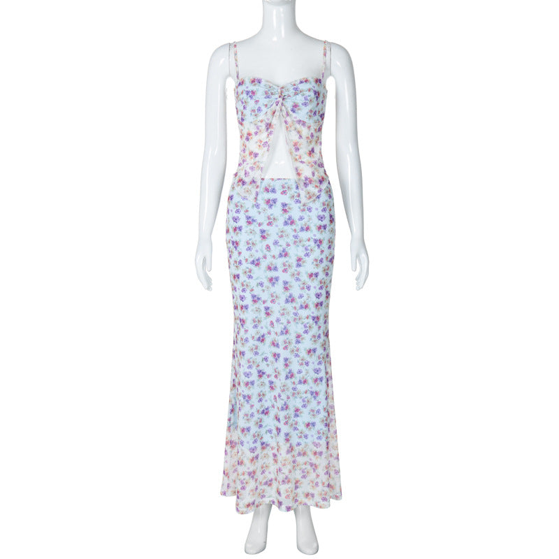 Damen Elegantes Maxikleid mit floralem Muster und raffiniertem Cut-Out Drune