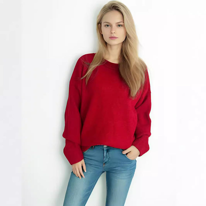Damen oversized Strickpullover mit weichem Baumwollmix und lässigem Schnitt Drune