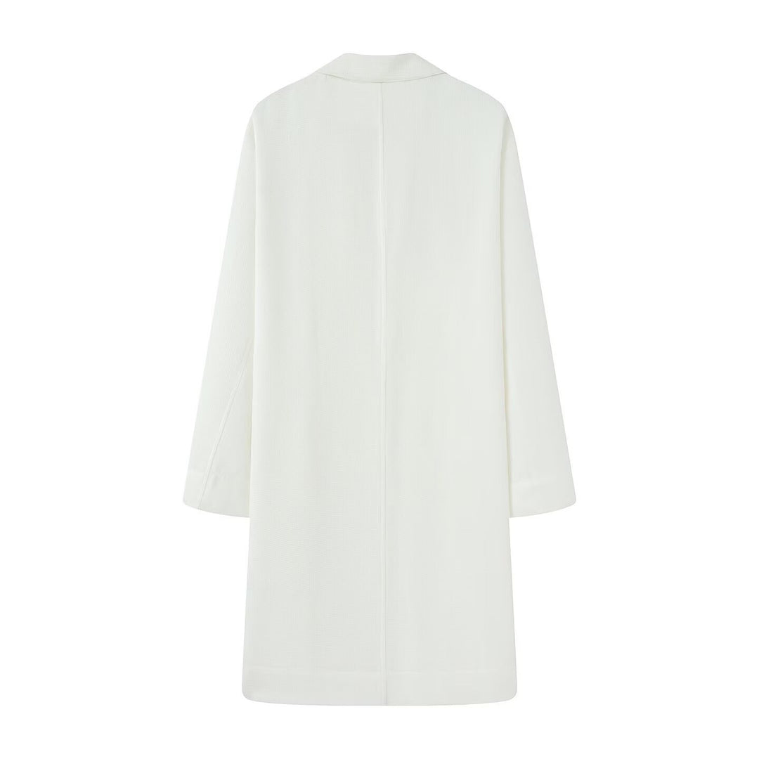 Damen Longline-Mantel mit offener Front, lässiger Passform und aufgesetzten Taschen Drune
