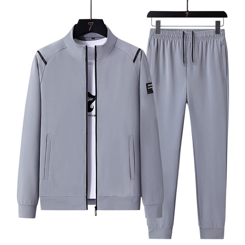 Herren Sportlicher Trainingsanzug-Set mit Reißverschlussjacke, Rundhalsausschnitt-Sweatshirt und Slim-Fit Jogginghose Drune