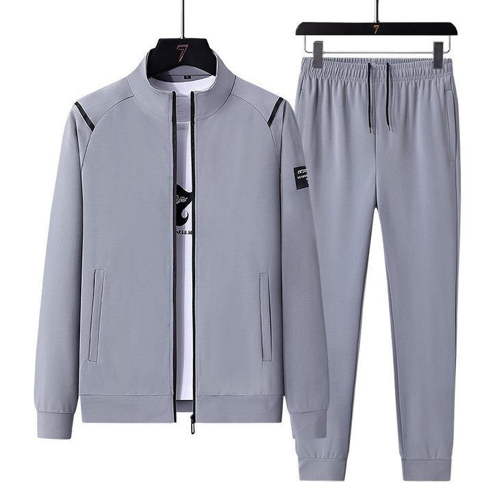 Herren Sportlicher Trainingsanzug-Set mit Reißverschlussjacke, Rundhalsausschnitt-Sweatshirt und Slim-Fit Jogginghose Drune
