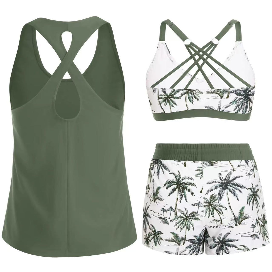 Damen Sport-Badeanzug-Set mit modischem Racerback und Shorts Drune