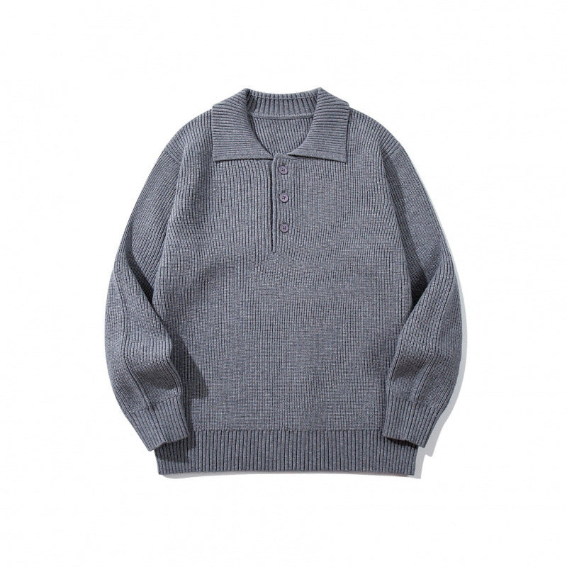 Herren Feinstrick-Polo-Pullover mit Hemdkragen, Knopfleiste und geripptem Saum Drune