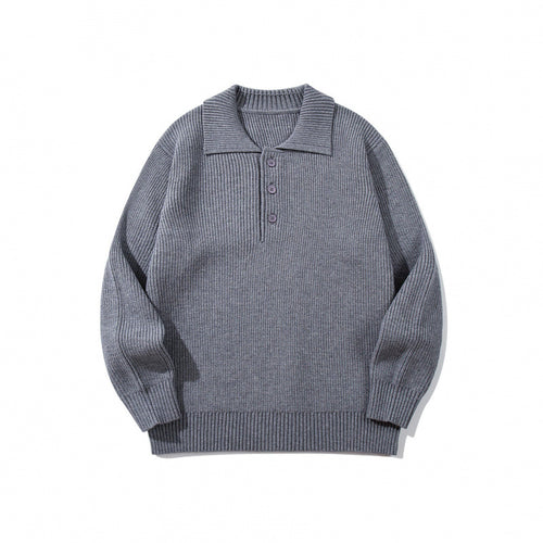 Herren Feinstrick-Polo-Pullover mit Hemdkragen, Knopfleiste und geripptem Saum Drune