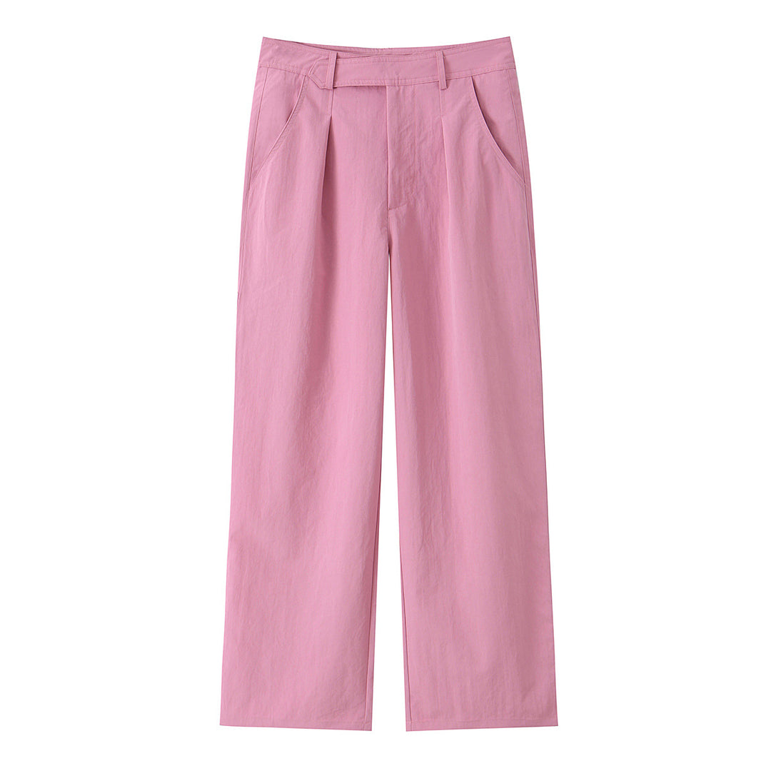 Damen nan weite Highwaist-Hose mit Bügelfalte, Bundfalten und geradem Bein Drune