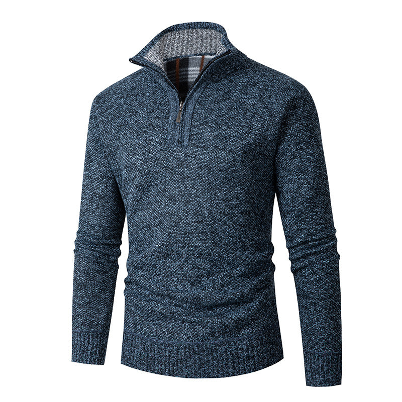 Herren kuscheliger Strickpullover mit halbem Reißverschluss Drune