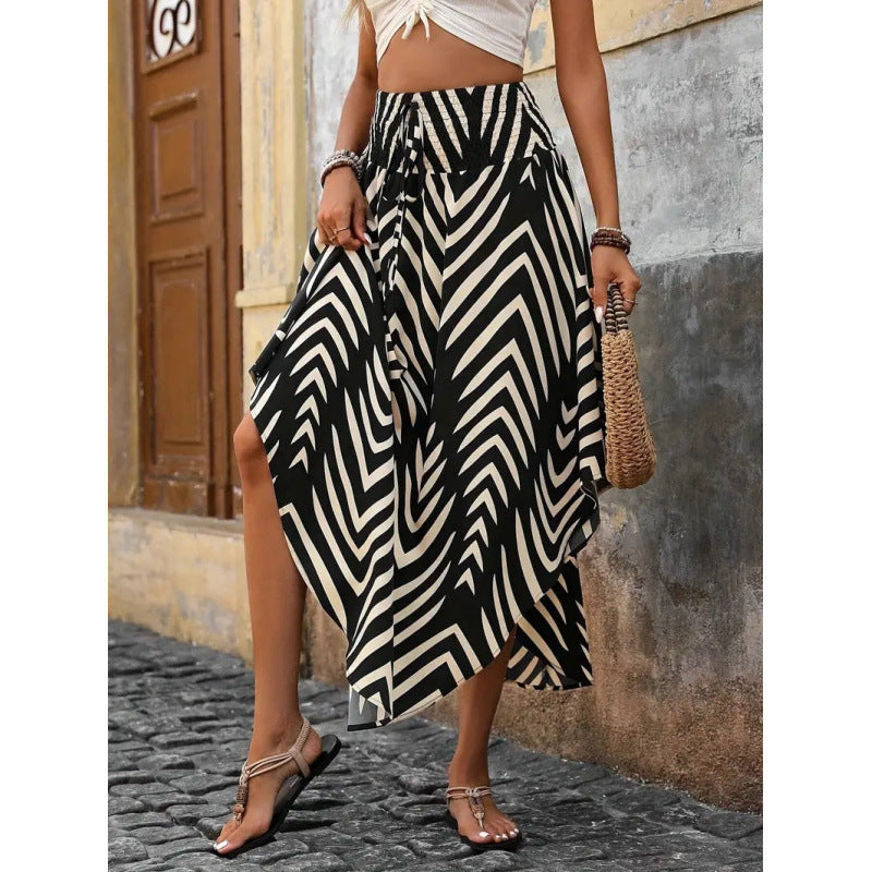 Damen Maxirock mit elegantem Paisleymuster und elastischem Bund Drune