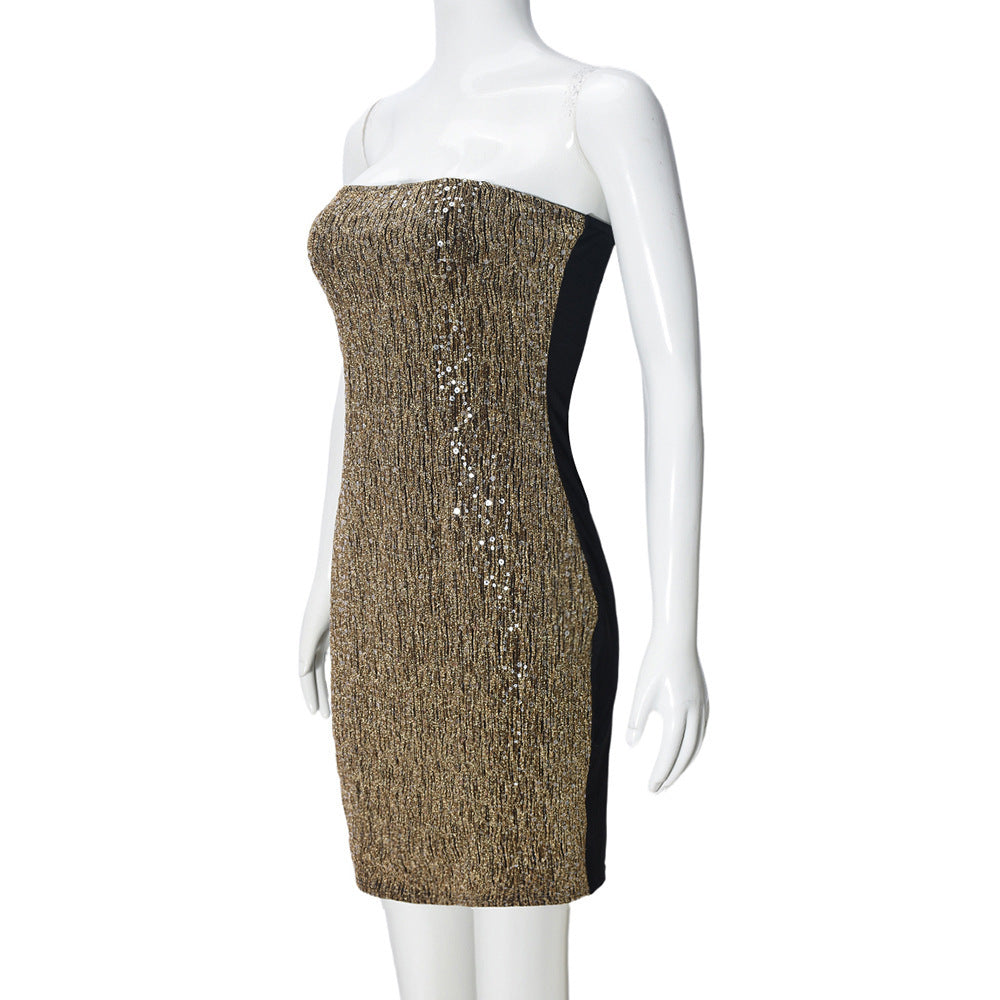 Damen Party Minikleid mit schimmerndem Pailletten-Effekt und figurbetontem Schnitt Drune