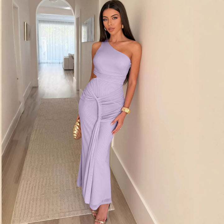 Damen stilvolles Wickelkleid mit asymmetrischem Ausschnitt und Rüschendetails Drune