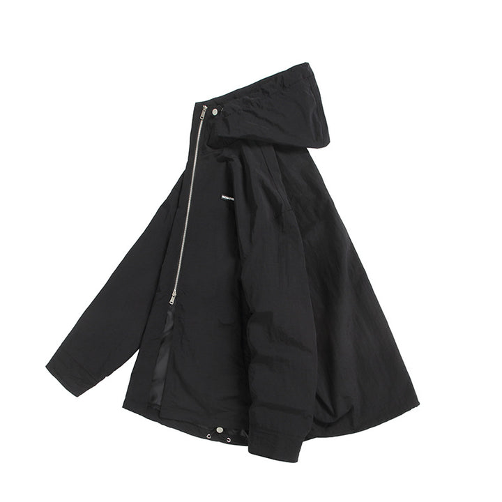 Unisex Ultraleichte Packbare Kapuzenjacke im Boxy-Relax-Schnitt mit Zwei-Wege-Metallreißverschluss Drune