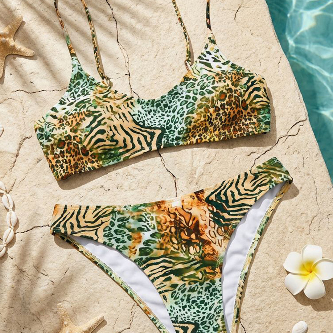 Damen Tiermuster Bikini-Set Drune