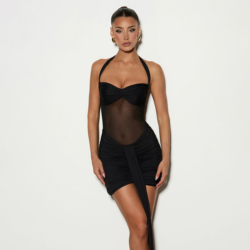 Damen Strandkleid mit raffiniertem Wickeldesign und charmanten Rüscheneffekt Drune