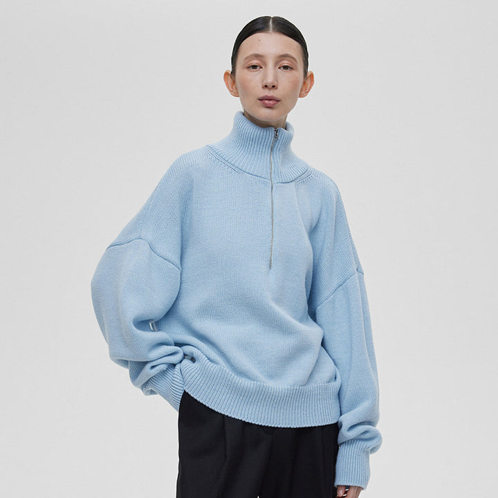 Damen Modischer Strickpullover mit hohem Kragen Drune
