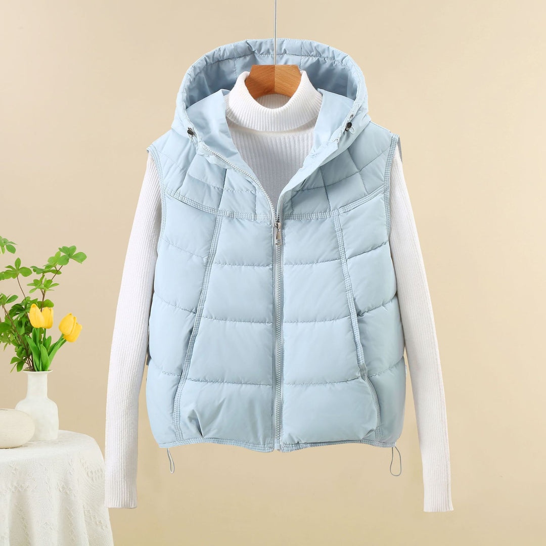 Damen nan leichte gesteppte Thermo-Weste mit ergonomischer Kapuzenblende und verstellbarem Saum Drune