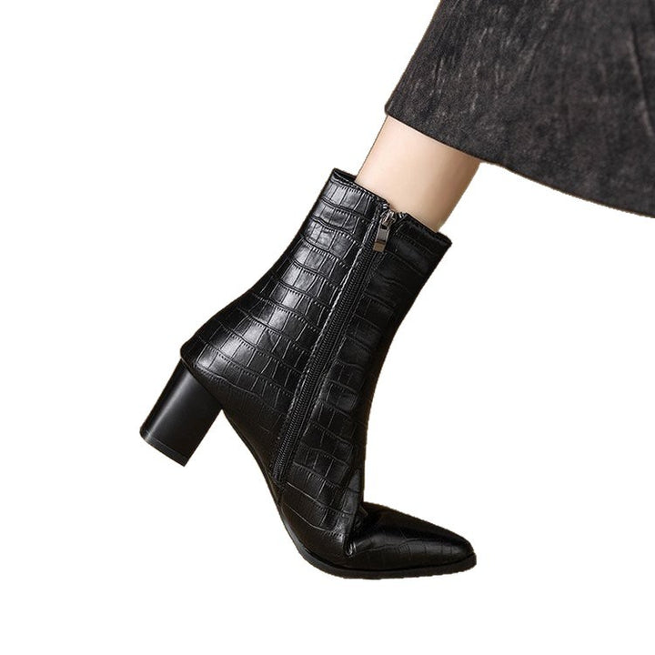Damen Elegante Croc-Optik Stiefeletten Drune