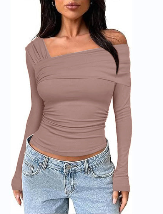 Damen Off-Shoulder Langarmshirt Drune