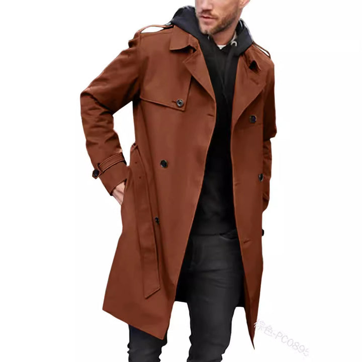 Herren Leichter Doppelreihiger Trenchcoat mit Wasserabweisender Beschichtung Drune