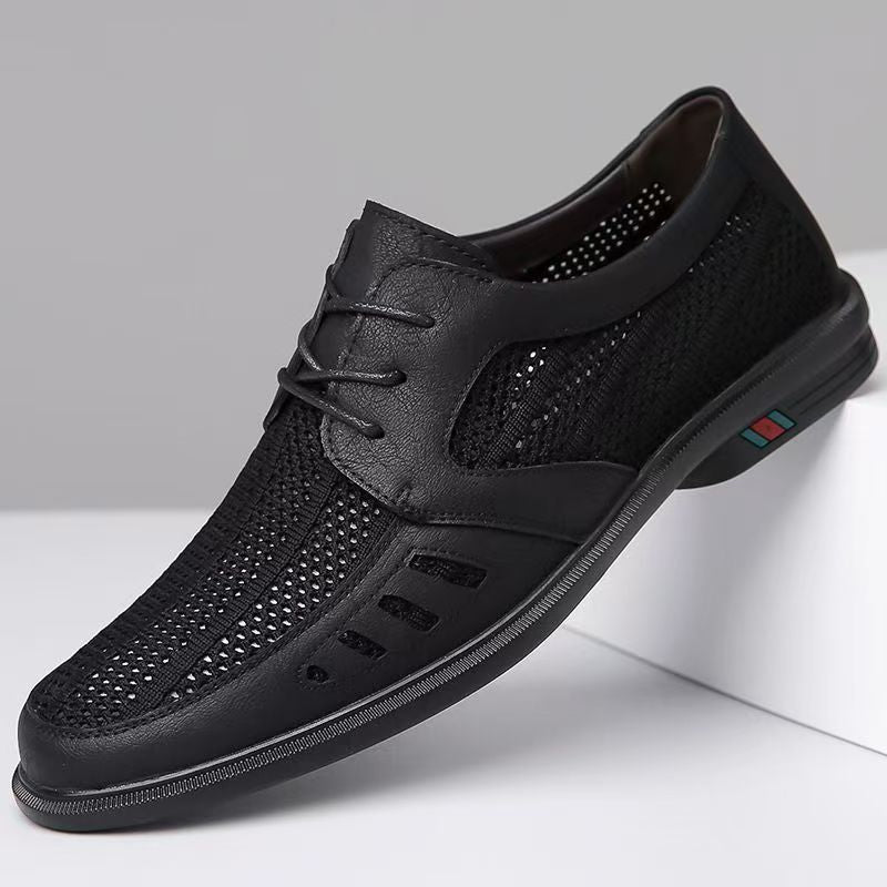 Herren Atmungsaktiver Business-Casual-Halbschuh mit Lochstrick-Elementen Drune