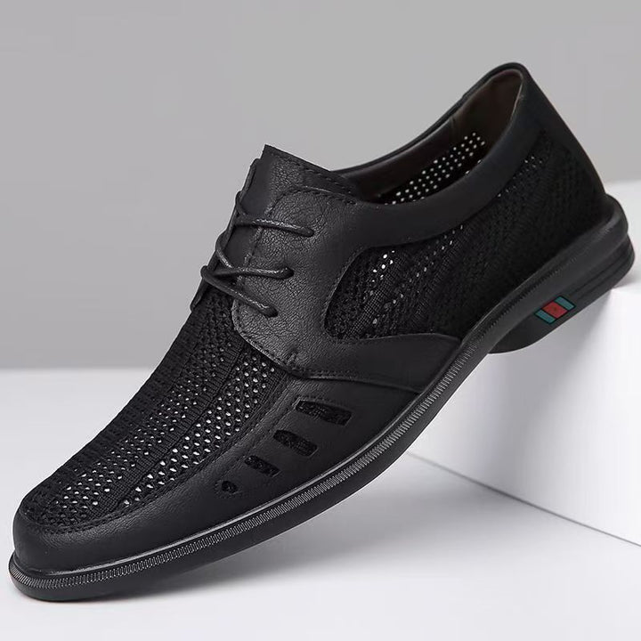 Herren Atmungsaktiver Business-Casual-Halbschuh mit Lochstrick-Elementen Drune