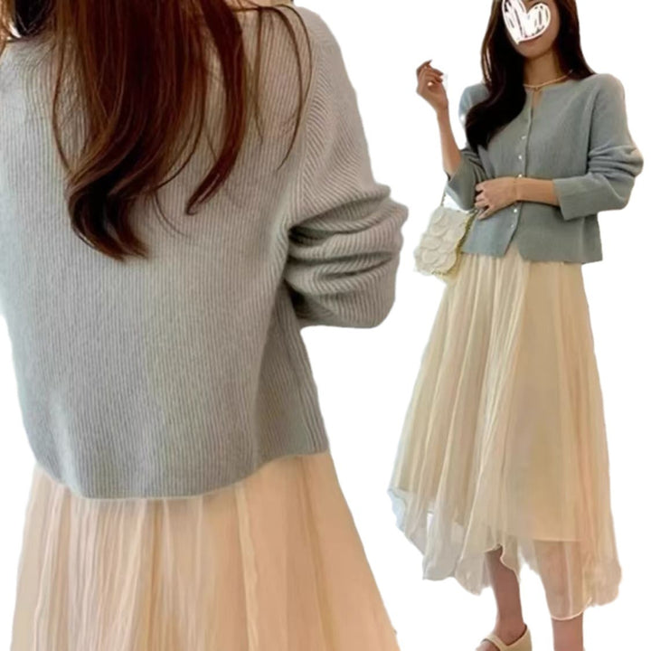 Damen weiche und gemütliche Strickjacke mit Knopfdetails Drune