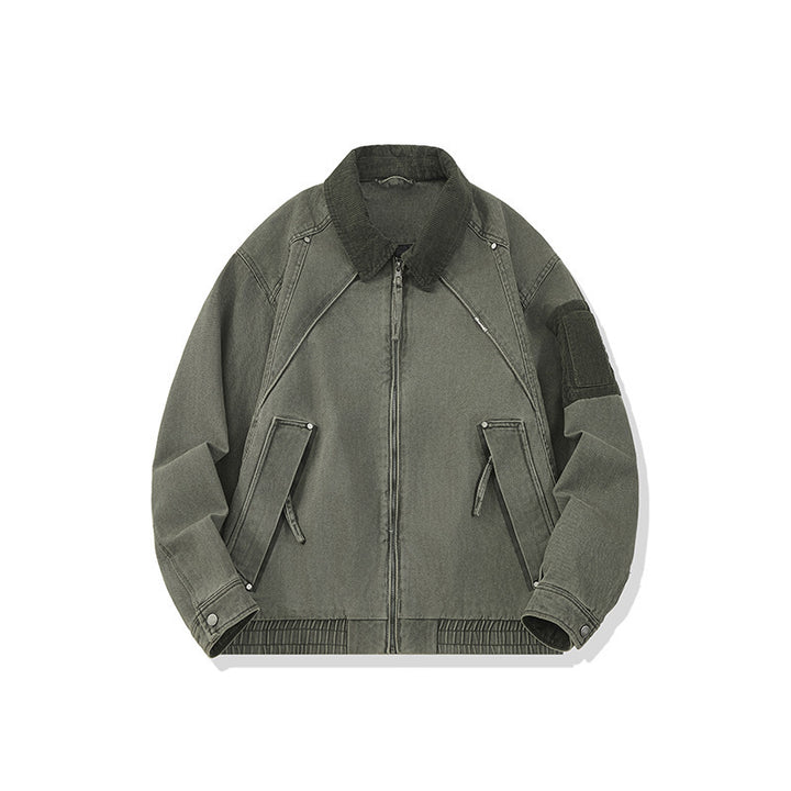 Herren Canvas-Bomberjacke im Vintage-Look mit Raglanärmeln und elastischem Saum Drune