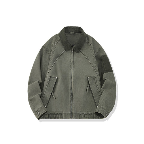 Herren Canvas-Bomberjacke im Vintage-Look mit Raglanärmeln und elastischem Saum Drune