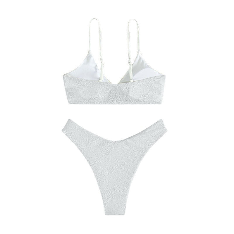 Damen Hochgeschnittener Triangel-Bikini mit dekorativem Ring Drune