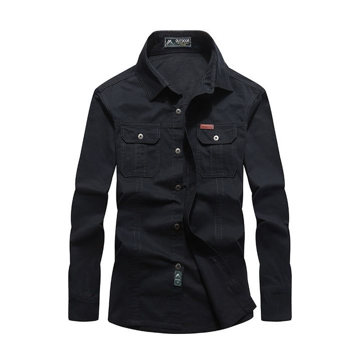Herren Canvas-Overshirt mit Brustklappen und robustem Baumwollmix Drune