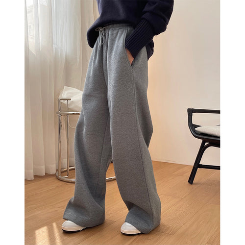 Damen Extraweite Palazzosweathose aus Baumwoll-Fleece mit Tunnelzug und Eingrifftaschen Drune