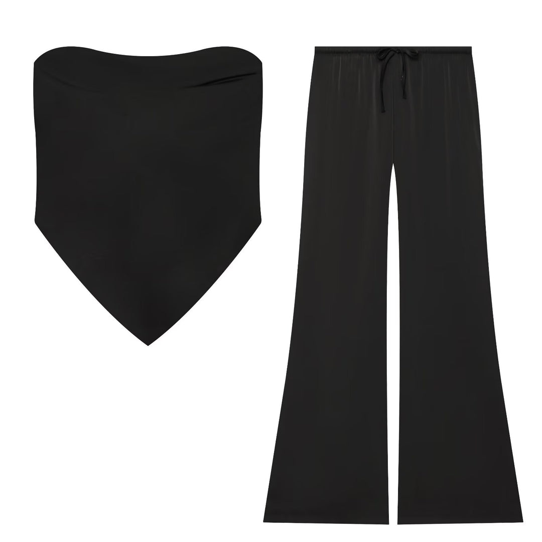 Damen Weite Satin-Hose mit elastischem Tunnelzugbund und Polka-Dot-Muster Drune