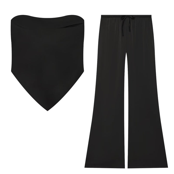 Damen Weite Satin-Hose mit elastischem Tunnelzugbund und Polka-Dot-Muster Drune