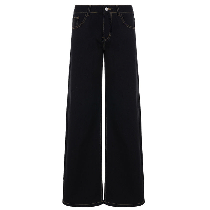 Damen Weite Jeans mit hoher Taille und ausgefranstem Saum Drune