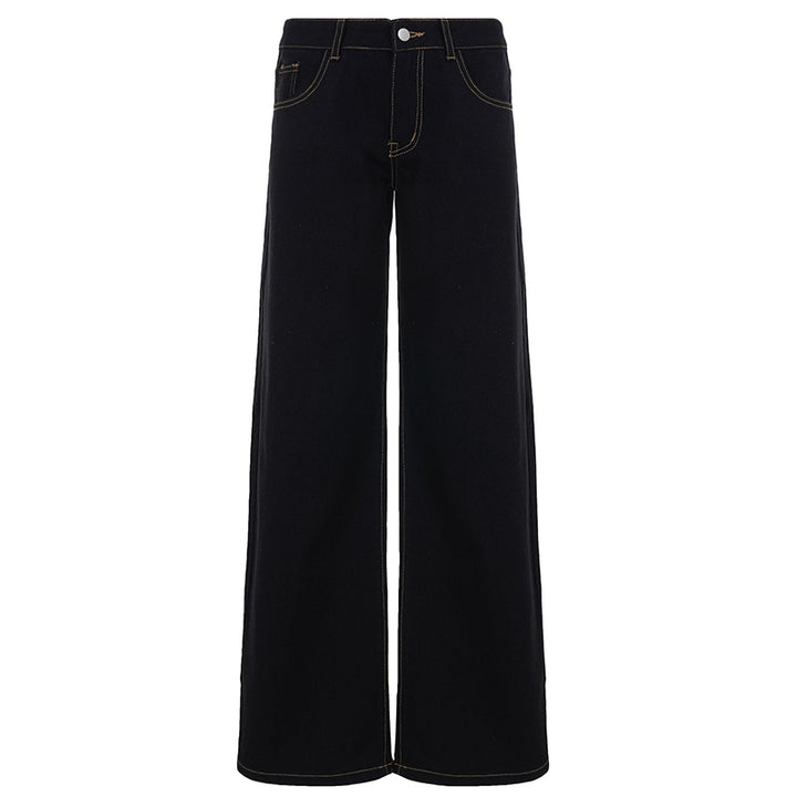 Damen Weite Jeans mit hoher Taille und ausgefranstem Saum Drune