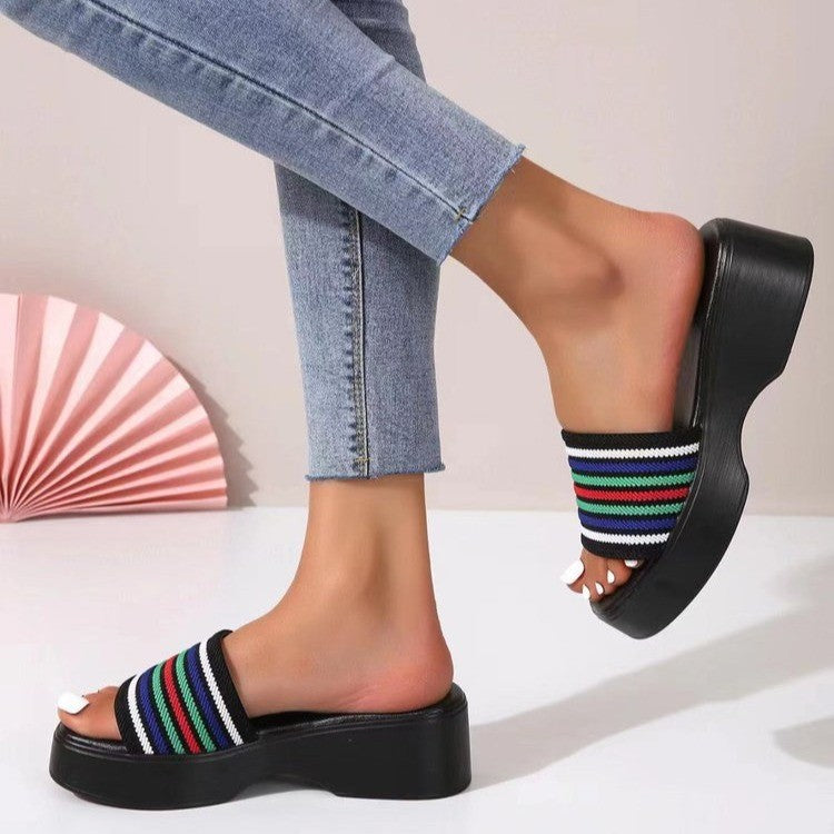Damen Wedge-Pantoletten mit breitem Riemen und komfortabler Sohle Drune