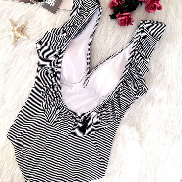 Damen Frottee Badeanzug mit Rüschendetails Drune