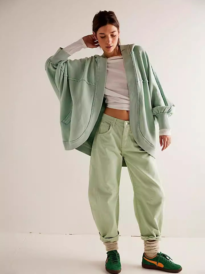 Damen Lässige Oversize Sweatjacke