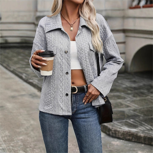 Damen Strukturierte Stepp-Hemdjacke mit Pattentaschen Drune