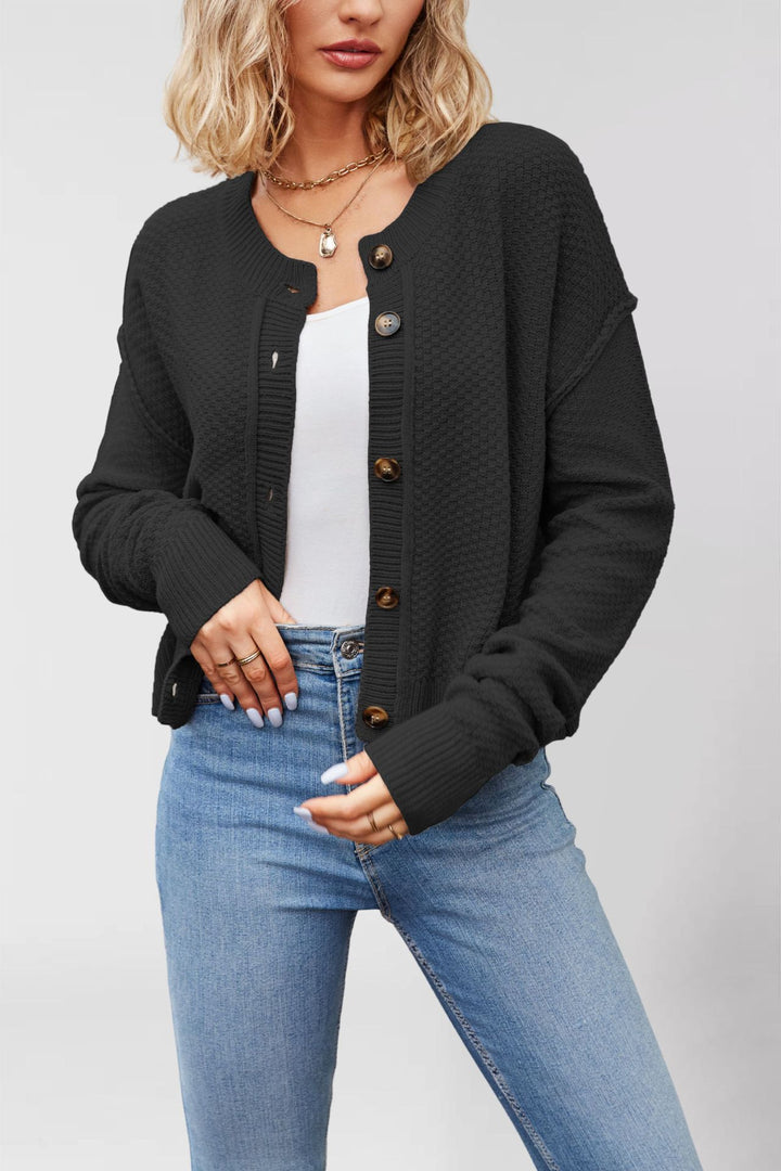 Damen Strickjacke mit Knopfleiste und strukturierter Oberfläche Drune