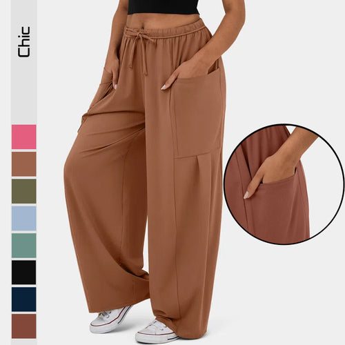 Damen Weite Freizeit-Hose mit elastischem Bund und praktischen Taschen Drune