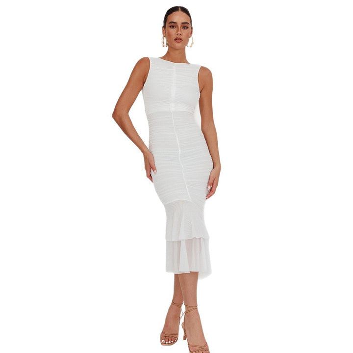Damen Elegantes Maxikleid mit Rüschendetails Drune