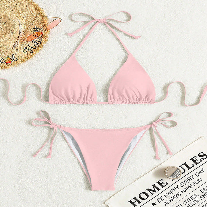 Damen klassisches Triangel-Bikini-Set mit verstellbaren Trägern Drune