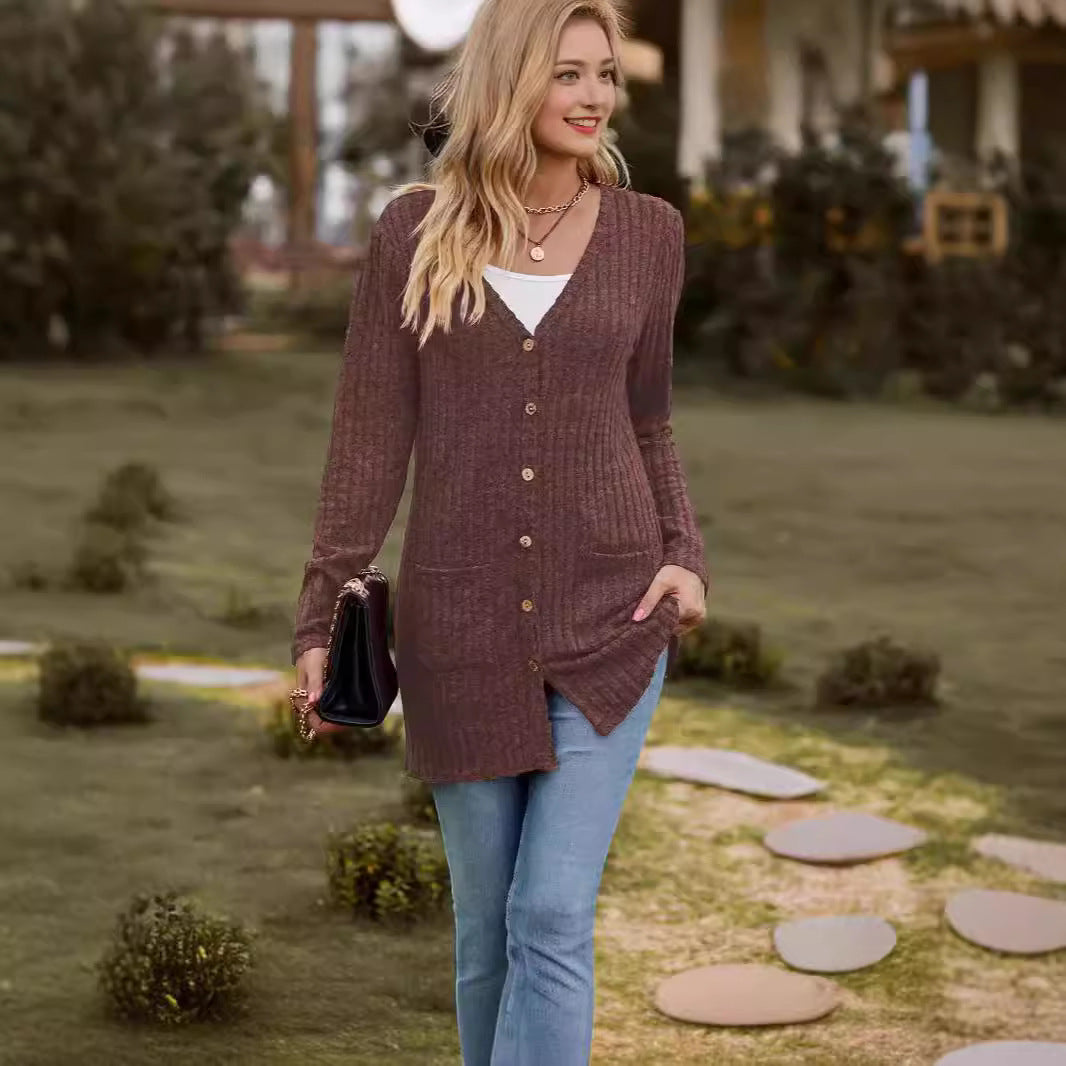 Damen Strickjacke mit Knopfleiste und praktischen Taschen Drune