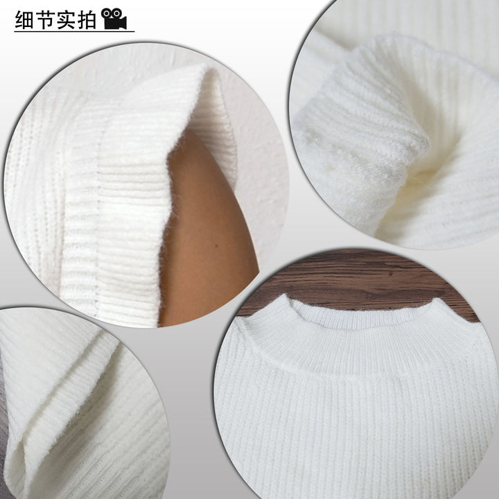 Damen Strickoberteil mit Rüsche und hohem Kragen Drune