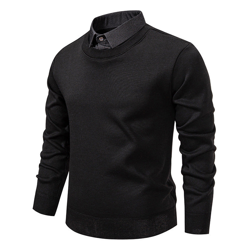 Herren nan Feinstrickpullover mit integriertem Hemdkragen und schmaler Silhouette Drune